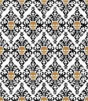 Seamless pattern of Halloween Damask with Gold Skull-Halloween   Vector Design