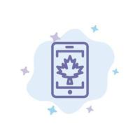 Mobile Cell Canada Leaf Blue Icon on Abstract Cloud Background vector