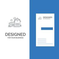 Home House Space Villa Farmhouse Grey Logo Design and Business Card Template vector