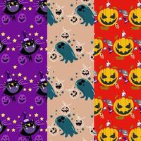 colección de patrones de halloween adecuados para papel tapiz vector