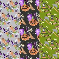 colección de patrones de halloween adecuados para papel tapiz vector