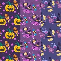 colección de patrones de halloween adecuados para papel tapiz vector