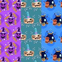 Collection of halloween patterns suitable for wallpaper vector