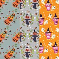 colección de patrones de halloween adecuados para papel tapiz vector