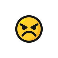 Angry face emoticon icon vector