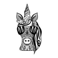 Unicorn  coloring page mandala design. print design. t-shirt design. vector