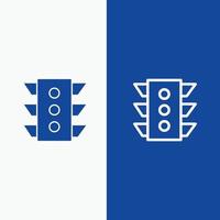 Light Traffic signal Navigation rule Line and Glyph Solid icon Blue banner Line and Glyph Solid icon vector