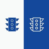 Light Traffic signal Navigation rule Line and Glyph Solid icon Blue banner Line and Glyph Solid icon vector