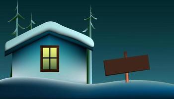 Christmas landscape and house vector