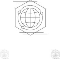 Globe Polygon Space Idea Bold and thin black line icon set vector