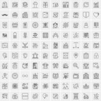 paquete de 100 iconos de líneas universales para móviles y web vector