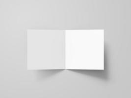 top view opened bi fold square brochure mockup photo