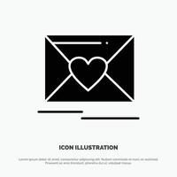 Mail Love Heart Wedding solid Glyph Icon vector