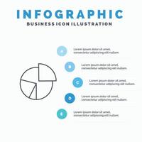 gráfico negocio diagrama finanzas gráfico circular estadísticas línea icono con 5 pasos presentación infografía vector