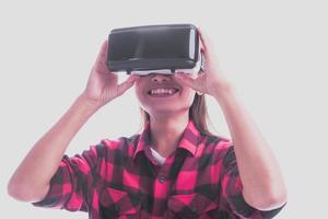 Woman with VR glasses of virtual reality. photo
