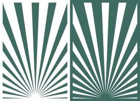 conjunto de 2 afiches verticales de inspiración retro verde y blanco, diferentes plantillas de fondo de Navidad con rayos de sol. fondos de collage de papel. vector