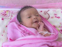 Close-up photo of a beautiful sleeping baby.