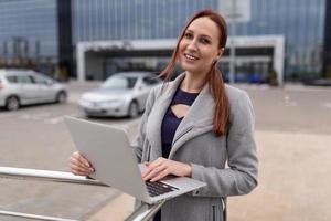 portrait of a successful modern business woman outside the office, business people concept photo