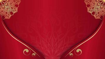fundo vermelho vermelho, com ornamento giratório de mandala dourada video