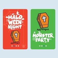 diseño de invitación de feliz halloween con vector de ataúdes