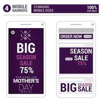 Mother's day sale design with mobile mokeup vector