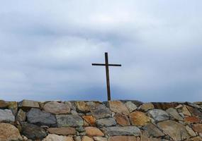 Cross Above Rock Wall in Scituate photo