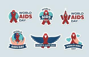 AIDS Day Sticker Collection vector