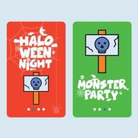 Happy Halloween invitation design with danger board vector