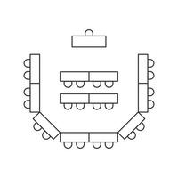 Classroom seating scheme. Tables and chairs  line icon. Top view furniture interior plan. Vector illustration on white background