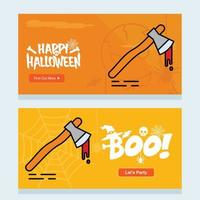 Happy Halloween invitation design with axe vector