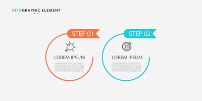 Modern business infographic template design with 2 step or options. Cool design for process diagram, presentations, workflow layout, banner, flow chart, wall information.Eps10 vector