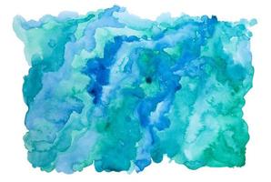 Wtercolor Blue Gradient Hand Drawn Background in Ocean Style. photo