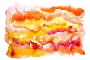 Orange and Yellow Mix Watercolor Ink Stain Isolated on White Background photo