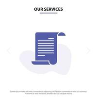 Our Services File Text American Usa Solid Glyph Icon Web card Template vector