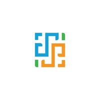letter dp colorful square line mosaic logo vector