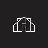 letter h home overlapping line simple logo vector