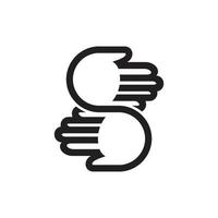 letter s holding hand care help symbol logo vector