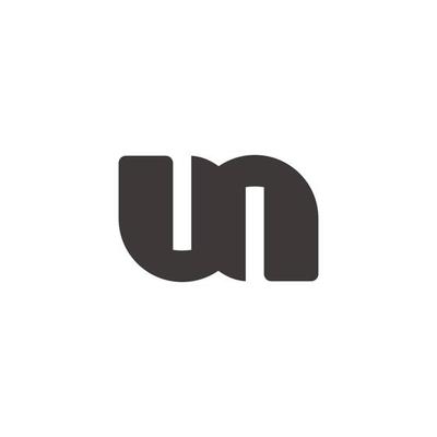 letter un simple curves linked geometric logo vector