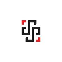 letter dp square arrows geometric linear logo vector