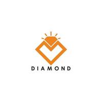 letter m golden diamond shine geometric logo vector