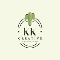 KK Initial letter green cactus logo vector