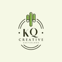 KQ Initial letter green cactus logo vector