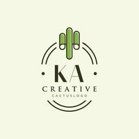 KA Initial letter green cactus logo vector