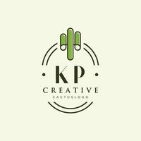 KP Initial letter green cactus logo vector