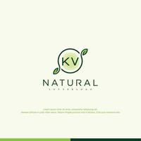 logotipo natural inicial de kv vector