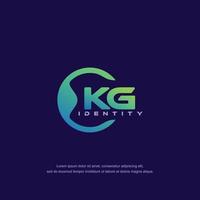 KG Initial letter circular line logo template vector with gradient color blend