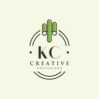 KC Initial letter green cactus logo vector