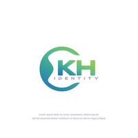 KH Initial letter circular line logo template vector with gradient color blend