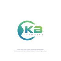 vector de plantilla de logotipo de línea circular de letra inicial kb con mezcla de color degradado