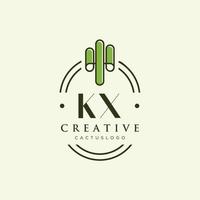 KX Initial letter green cactus logo vector